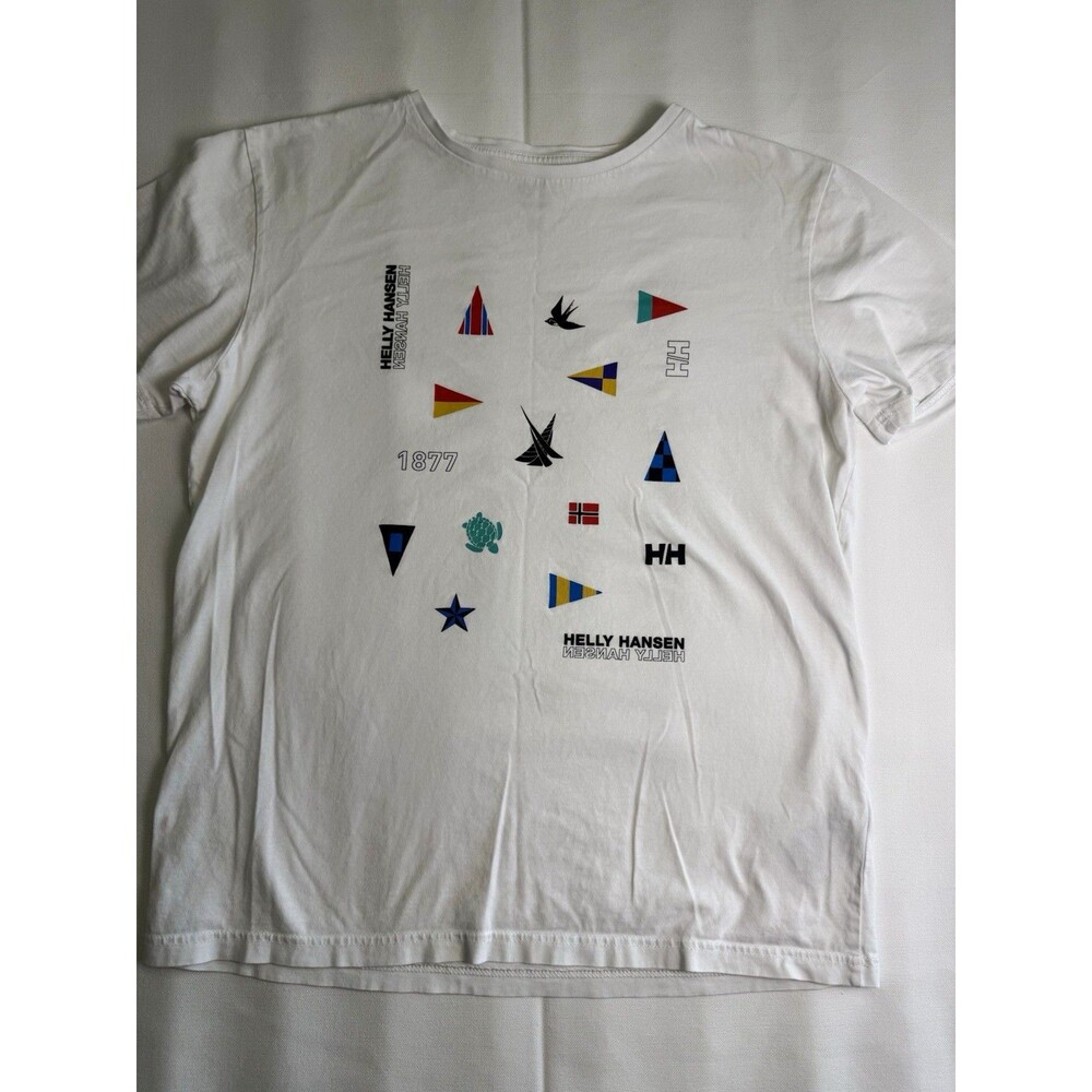Helly Hansen Men's S Regular Crew Neck Short Sleeve White Logo Graphic Tee